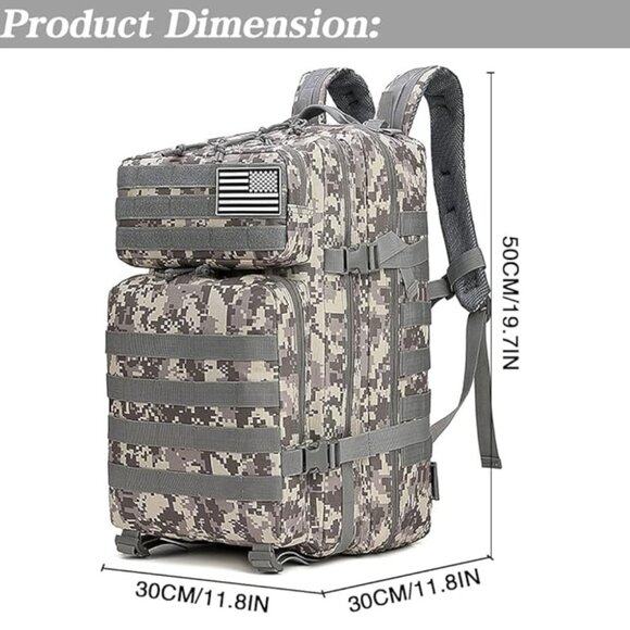 45L Tactical Backpack Camo Beige Waterproof Multi Compartment for Hiking Camping - Picture 6 of 8